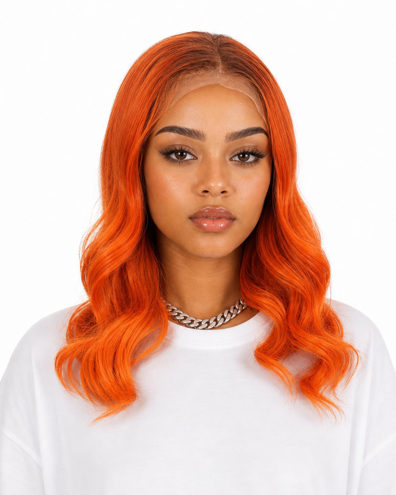 Orange Ombre Lace Front Wig. Sari