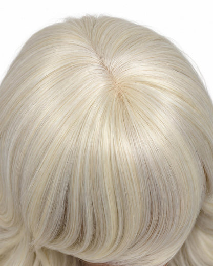 Platinum blonde wavy wig - Babet - top hairline detail - CelebWigs