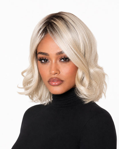 Platinum Blonde Wavy Bob Wig. Abbi