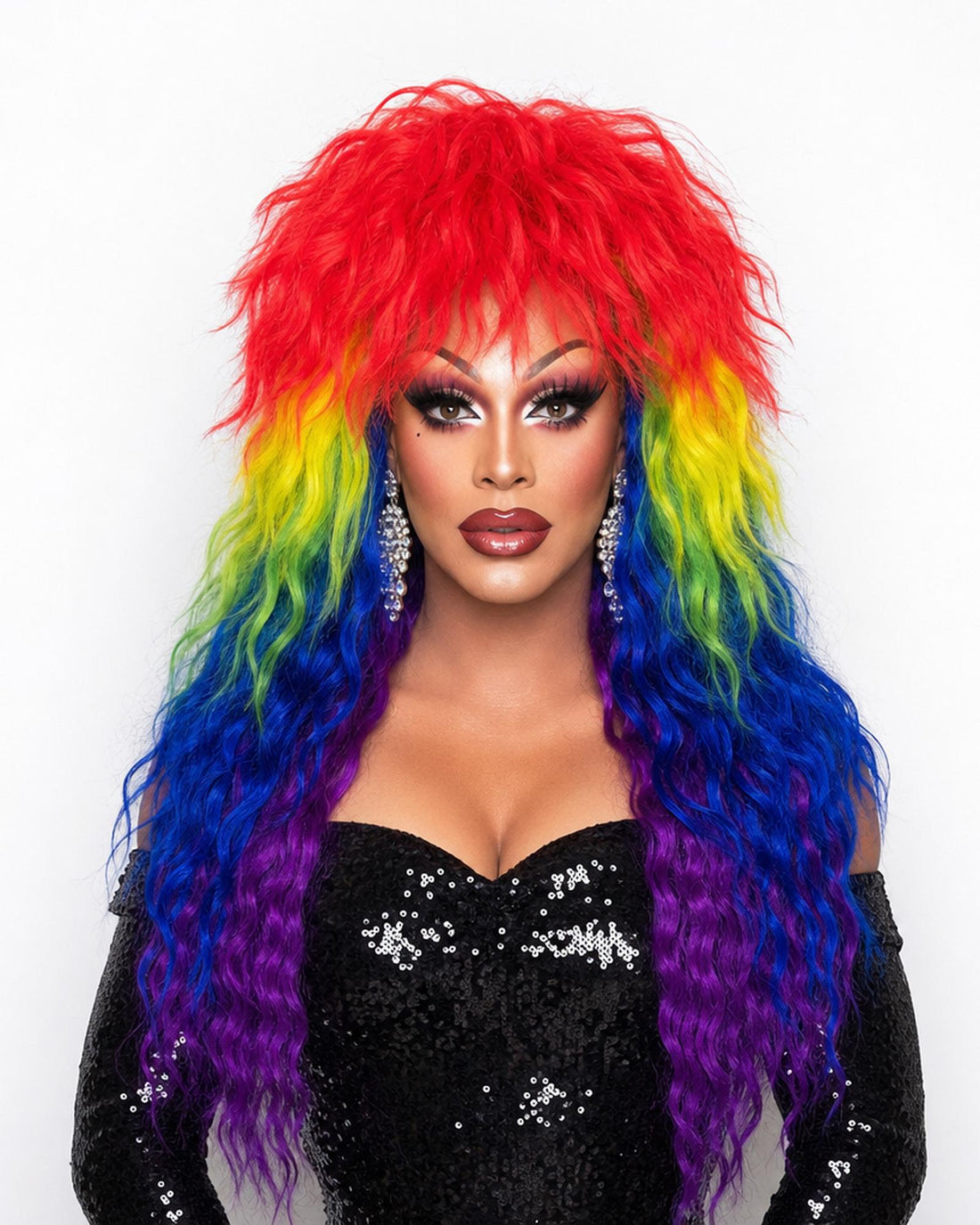 Wildchild rainbow — rainbow rainbow shag lace front wig, front view