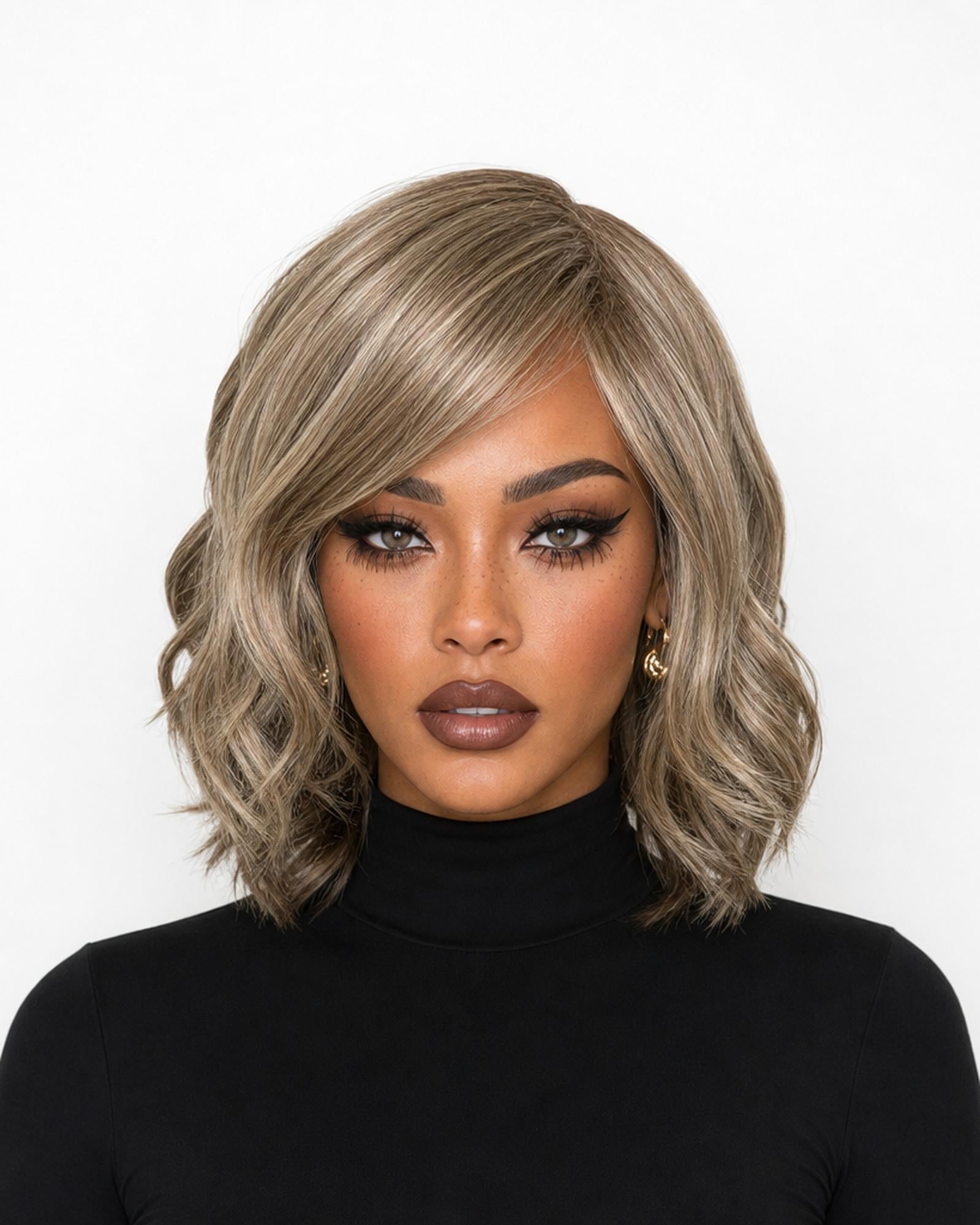 Silver Ash Blonde Wavy Bob Wig. Abbi