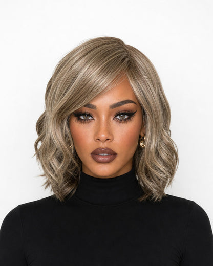Silver Ash Blonde Wavy Bob Wig. Abbi