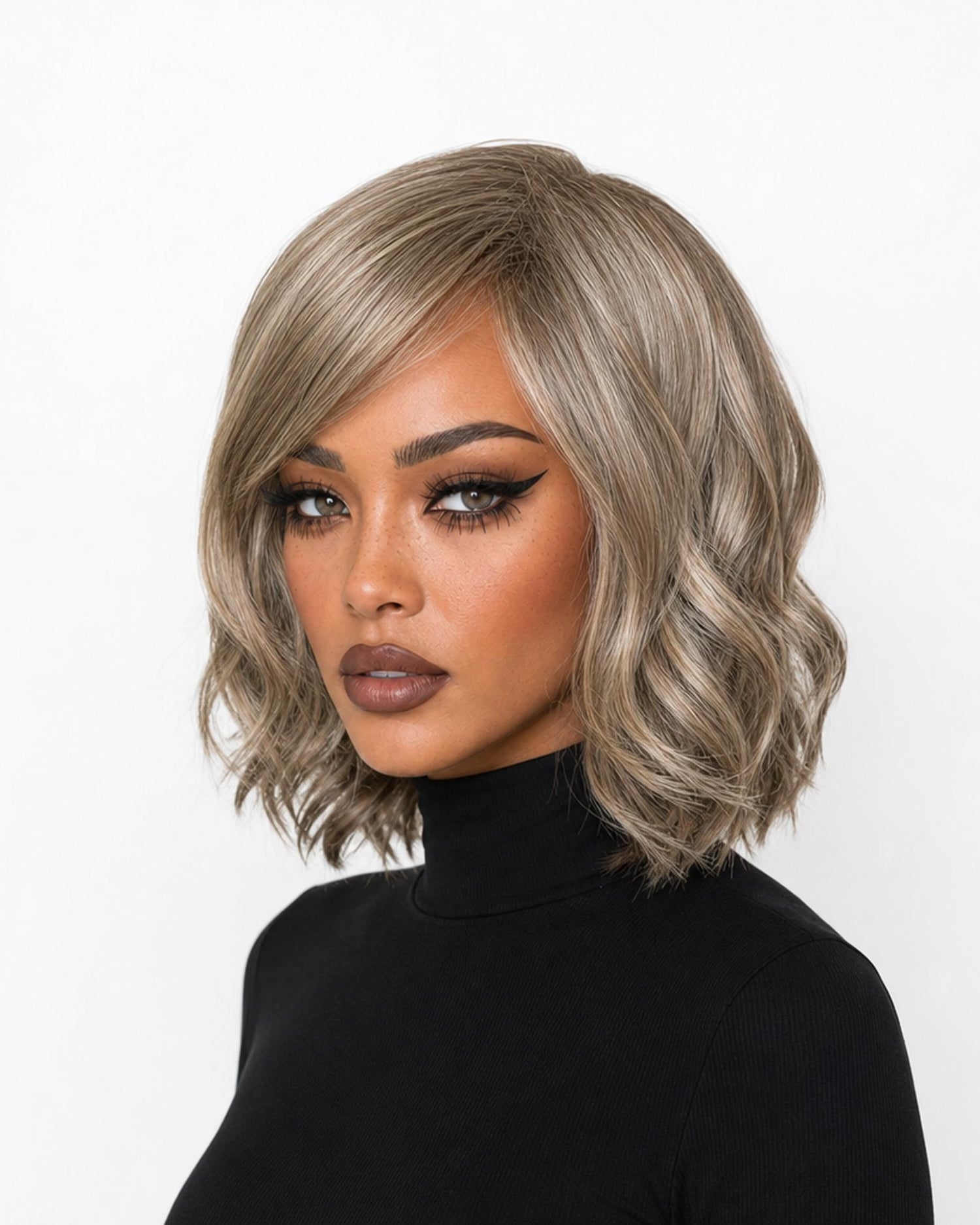 Silver Ash Blonde Wavy Bob Wig. Abbi
