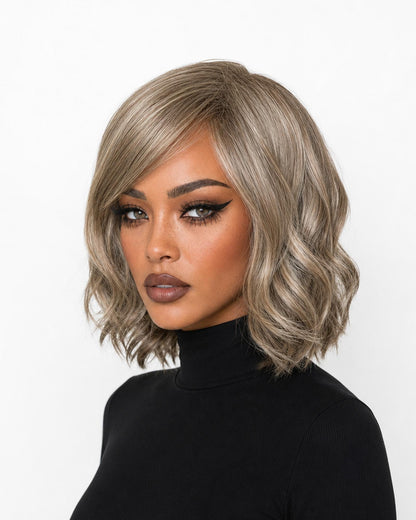Silver Ash Blonde Wavy Bob Wig. Abbi