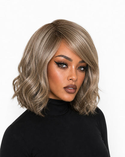 Silver Ash Blonde Wavy Bob Wig. Abbi