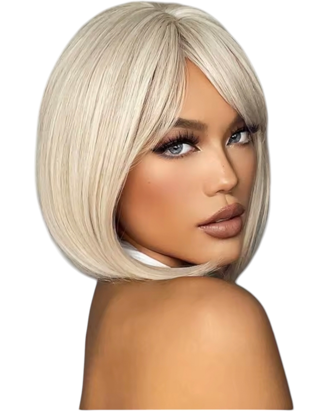 Platinum Blonde Bob Hairstyle Wig. Katie