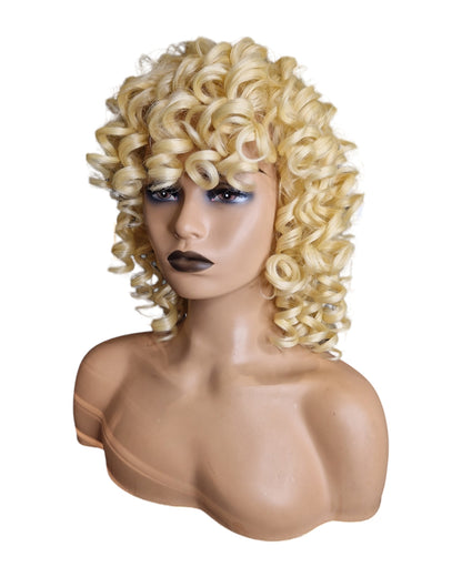 Blonde Corkscrew Curls Bob Style Wig. Prya-CelebWigs