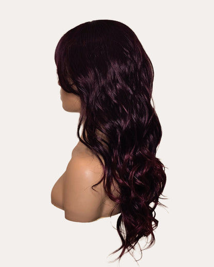 Dark Purple Long Wavy Wig with Fringe. Abigail