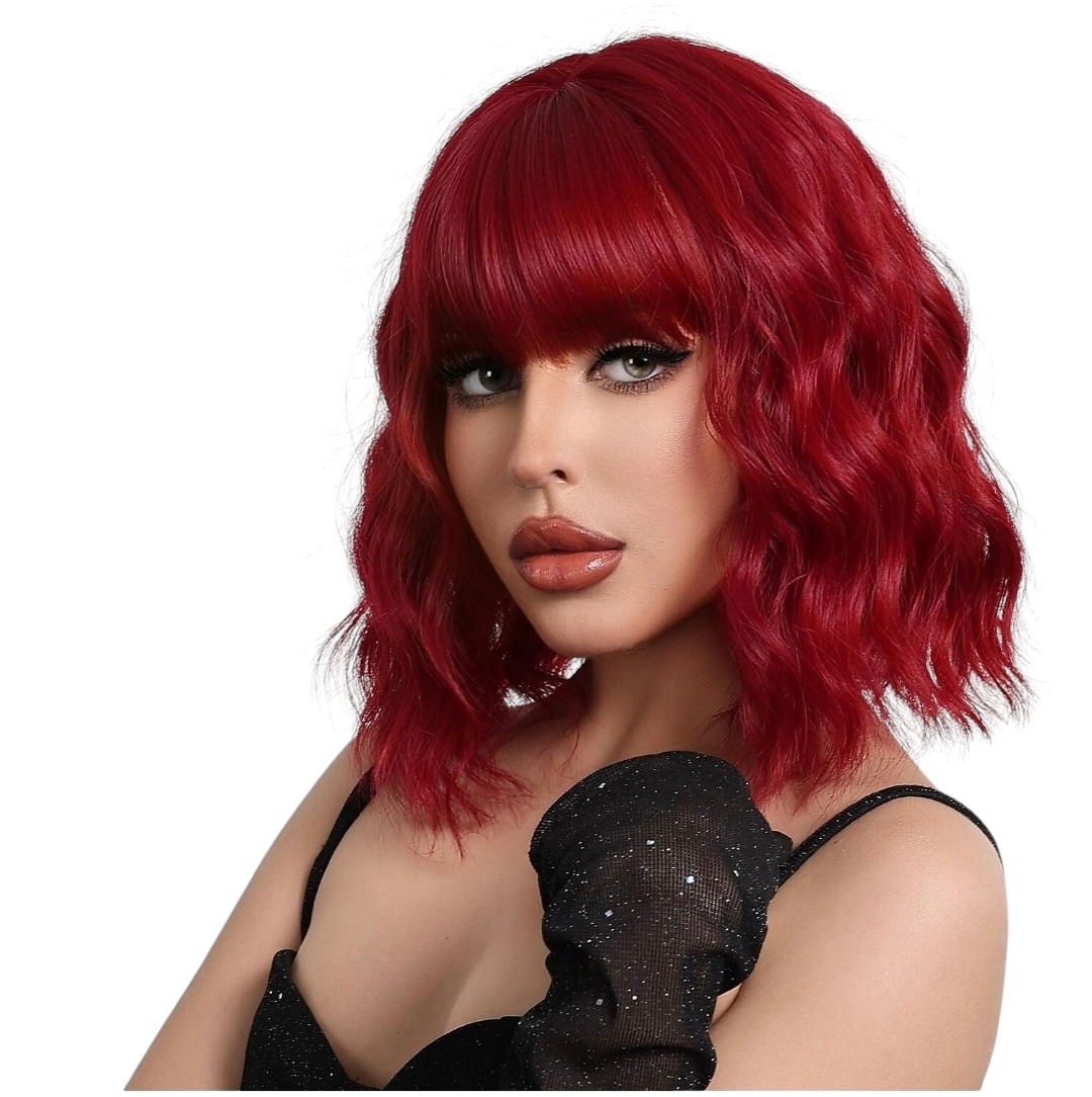 Deep Wine Red Wavy Bob Wig. Bounty