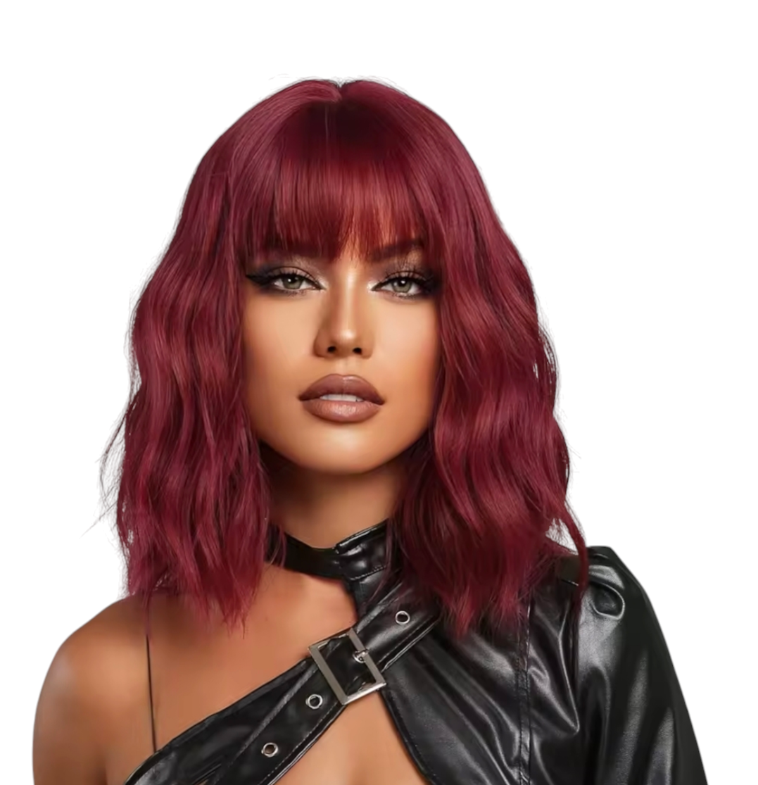 Deep Wine Red Wavy Bob Wig. Bounty