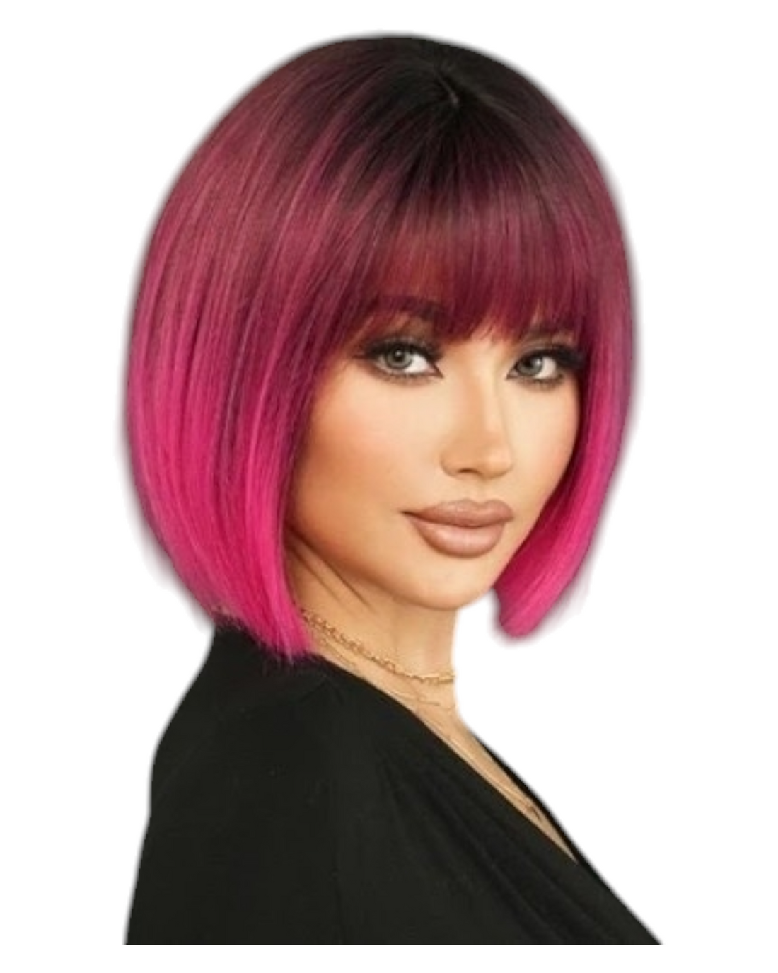 Fuschia Pink Bob Hairstyle Wig. Katie