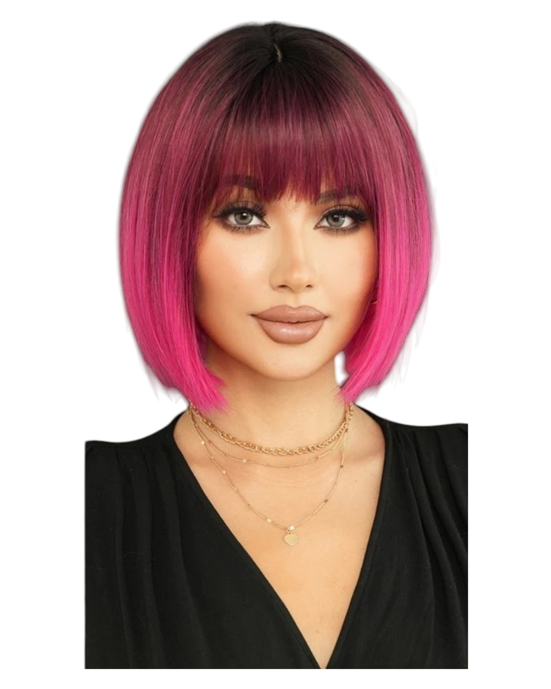 Fuschia Pink Bob Hairstyle Wig. Katie