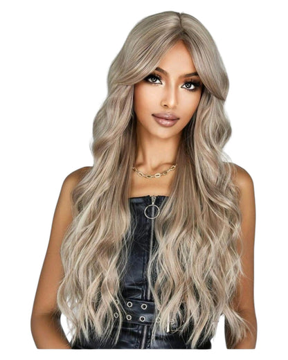 Champagne Blonde Long Wavy Wig. Uma