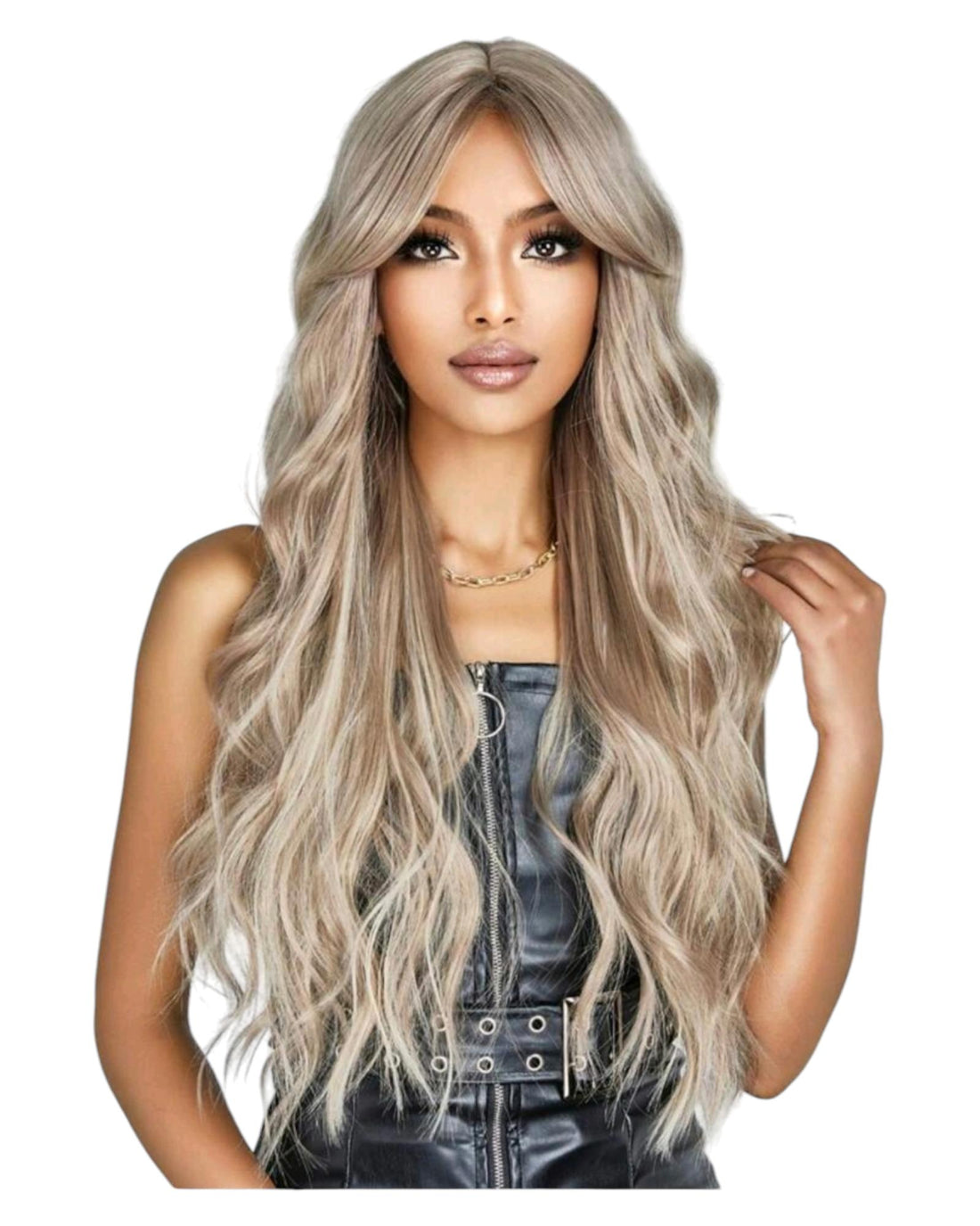 Champagne Blonde Long Wavy Wig. Uma