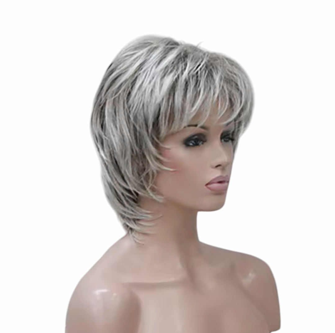 Grey Dark Root Urchin Cut Wig.Sophie.