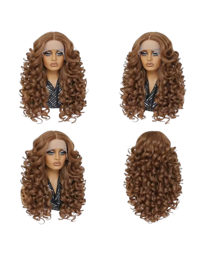 Light Brown Curly Lace Front Wig. Zena