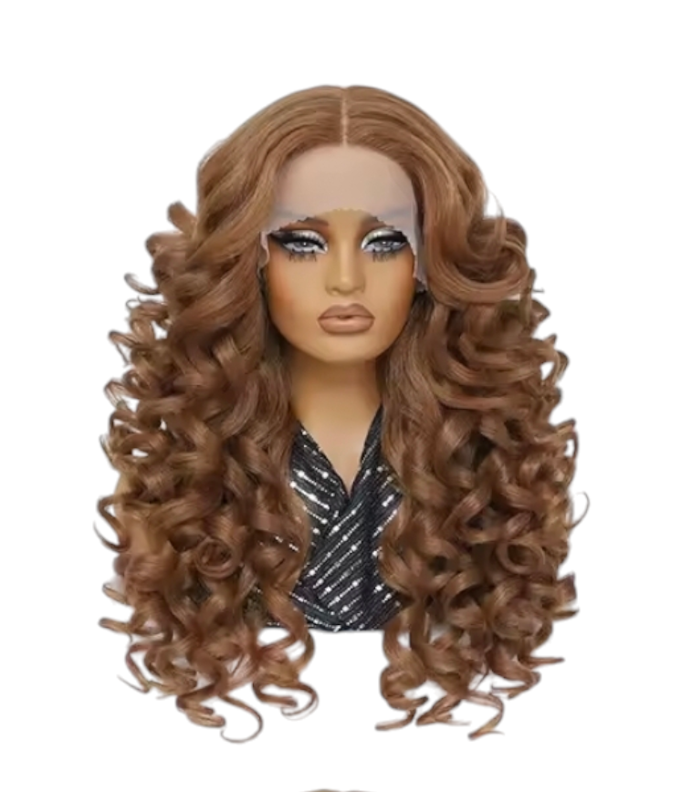 Light Brown Curly Lace Front Wig. Zena