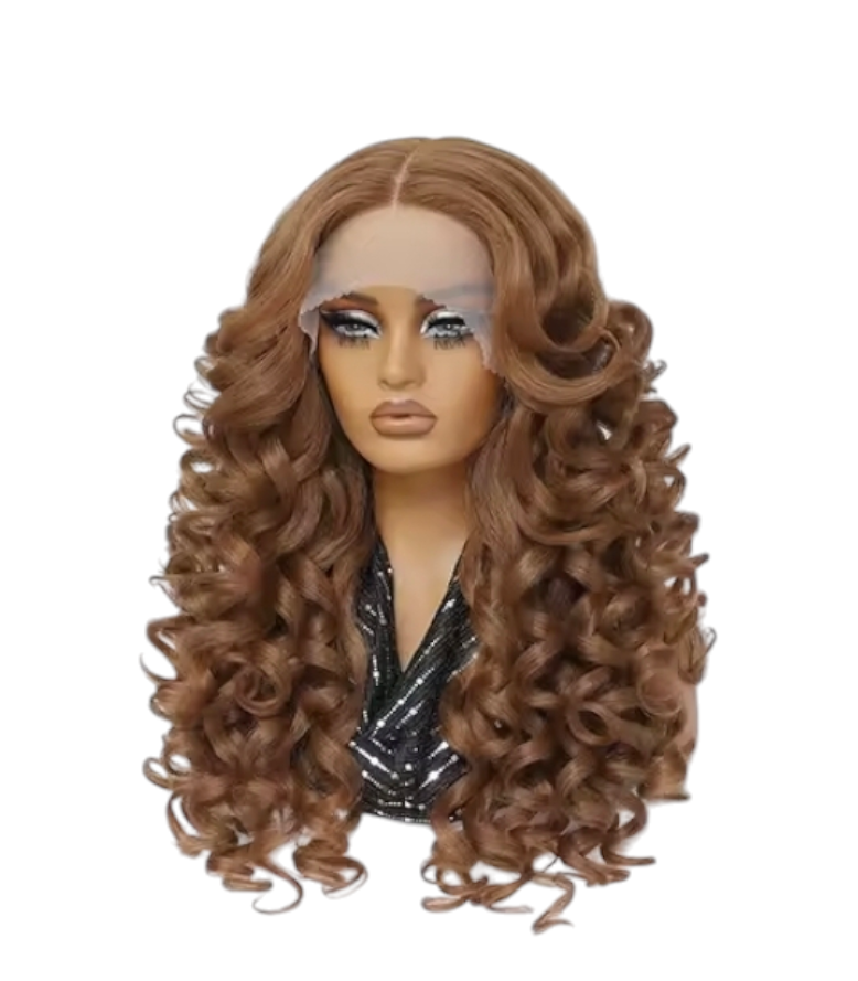 Light Brown Curly Lace Front Wig. Zena