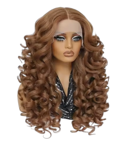 Light Brown Curly Lace Front Wig. Zena