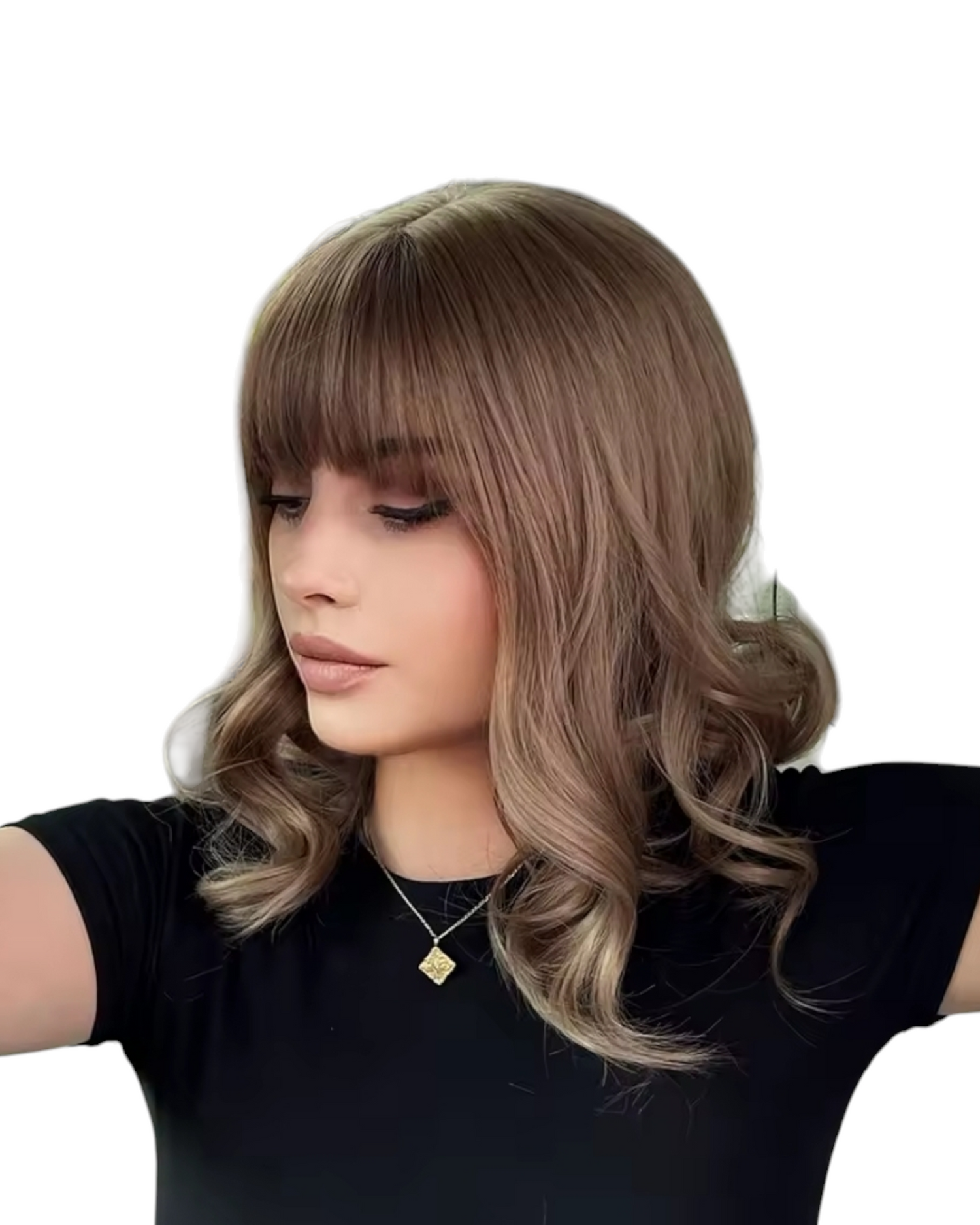 Light Brown Wavy Bob Wig. Clare