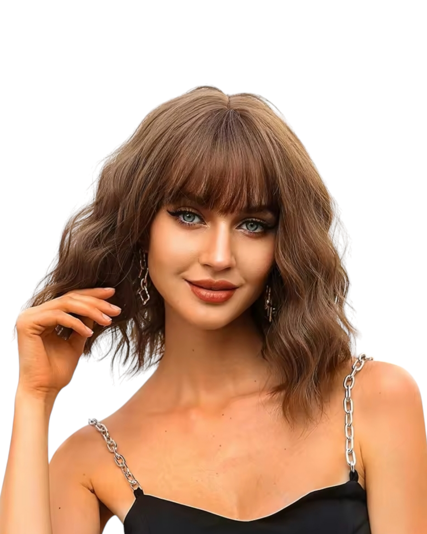 Light Brown Wavy Bob Wig. Vivian