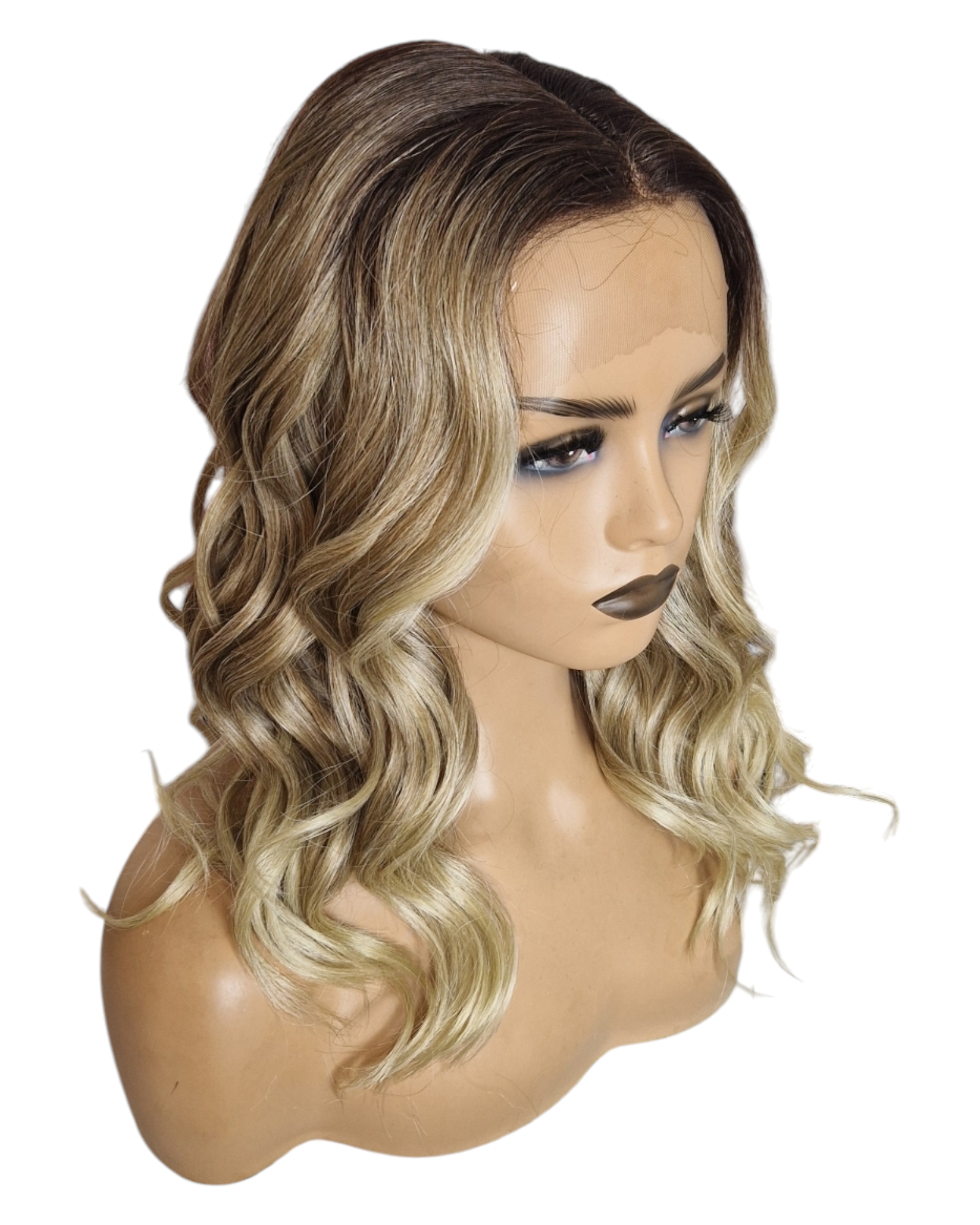 Ombre Blonde Mid Length Lace Front Wig. Jenni