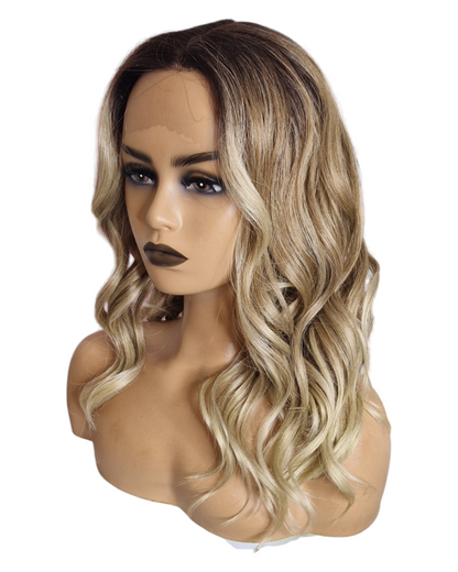 Ombre Blonde Mid Length Lace Front Wig. Jenni