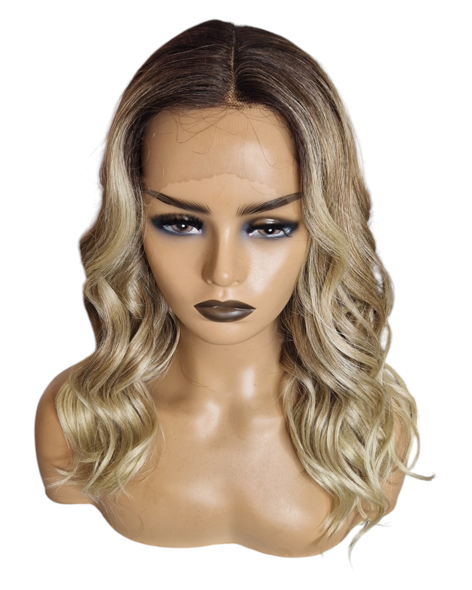 Ombre Blonde Mid Length Lace Front Wig. Jenni