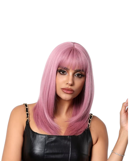 Pink Long Bob Wig. Sakura