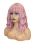 Wavy Pink Fashion Wig With Fringe Bangs. Sherry-CelebWigs