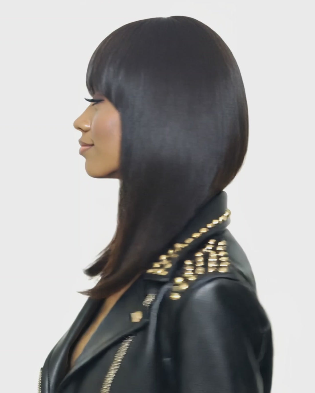 Dark Brown Asymmetric Bob Wig. Alix