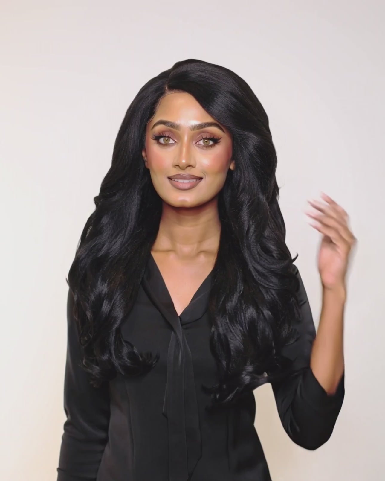 Black Wavy Lace Front Side Part Wig. Bronte