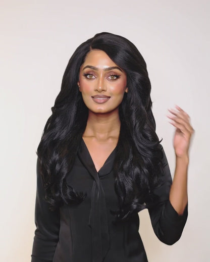 Black Wavy Lace Front Side Part Wig. Bronte