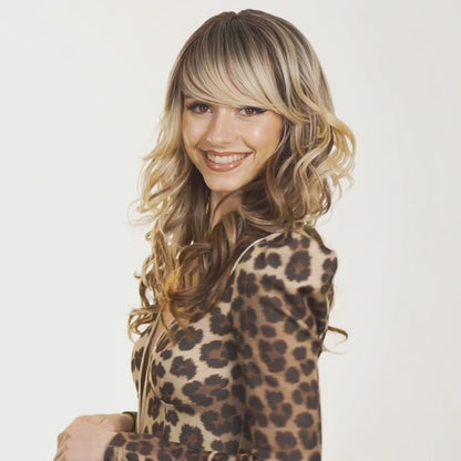 Jen Tri Tone Ombre Long Wavy Human Hair Blend Wig