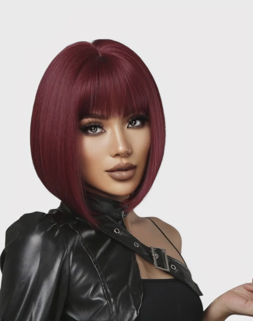 Deep Red Bob Hairstyle Wig. Katie