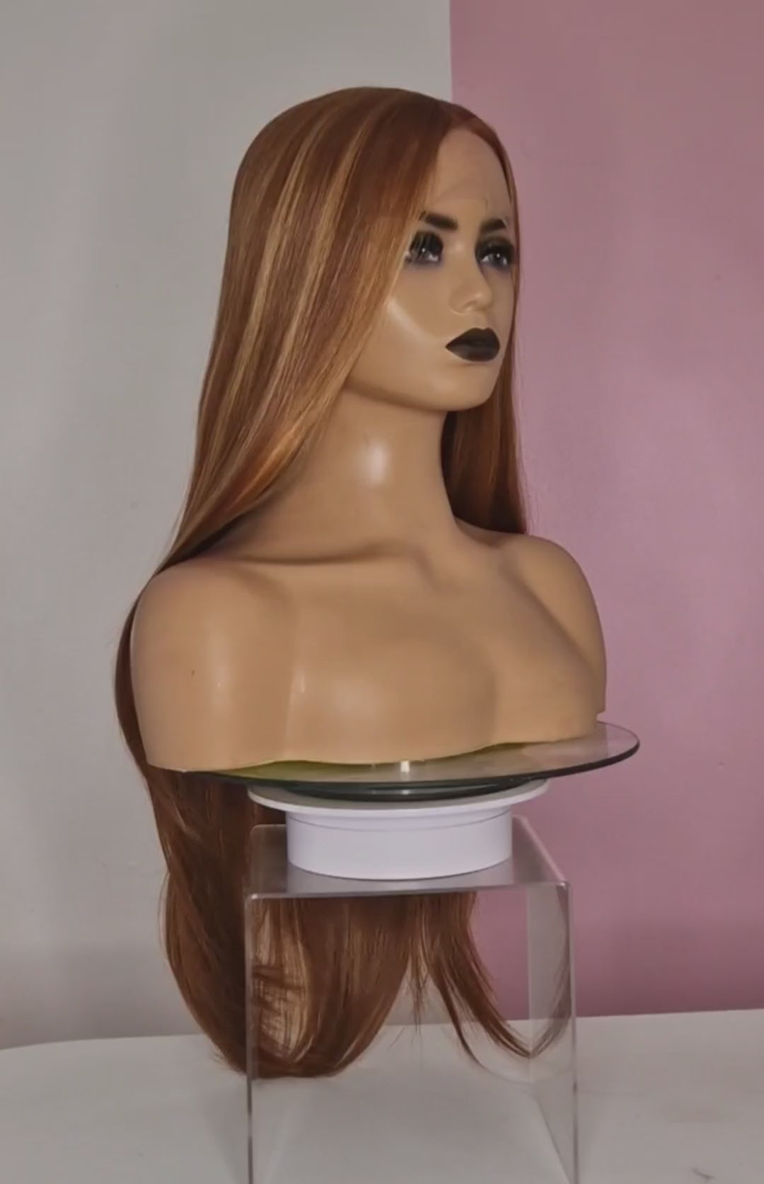 Caramel Streaked Long Straight T Part Lace Front Wig. Yara