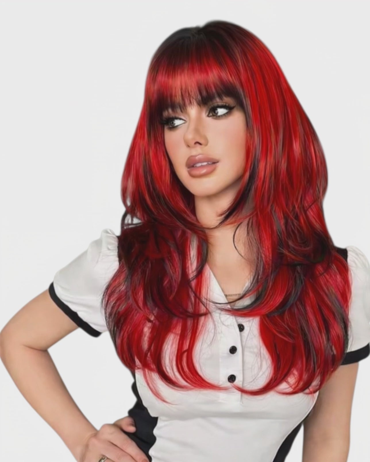 Red Black Ombre Wig. Astra
