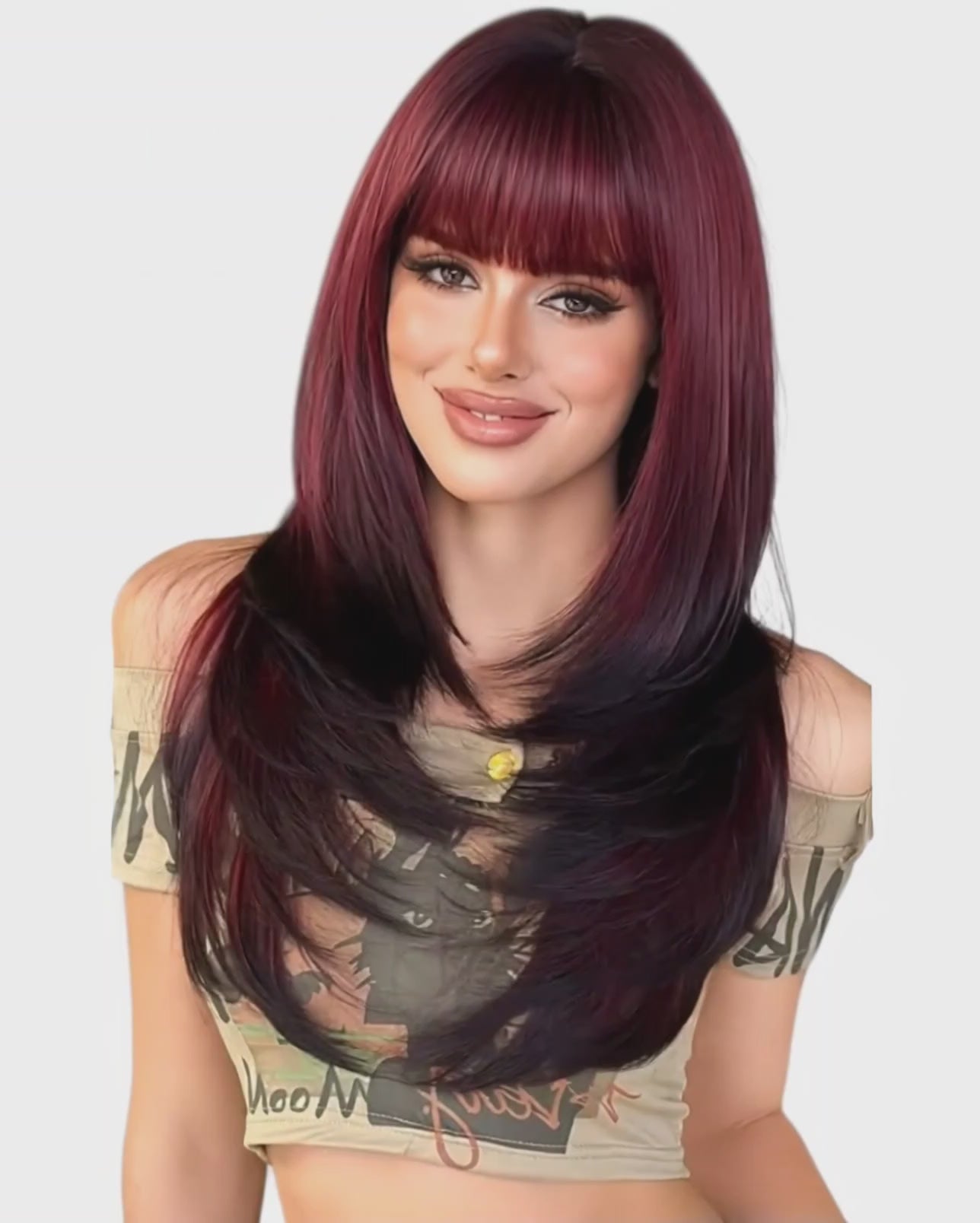 Burgundy Black Ombre Wig. Asteria
