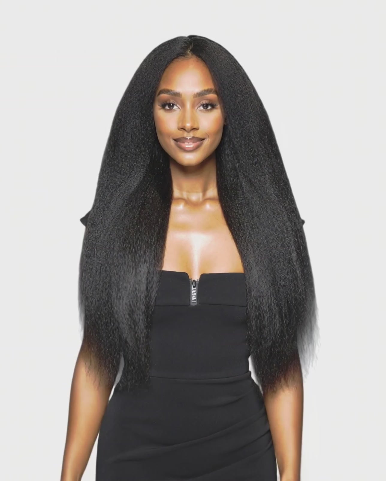 Black Relaxed Texture Lace Front Wig.