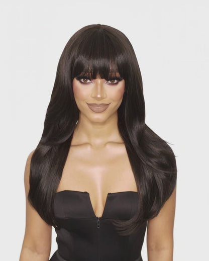 Face Framing Long Wig Dark Brown. Bardot