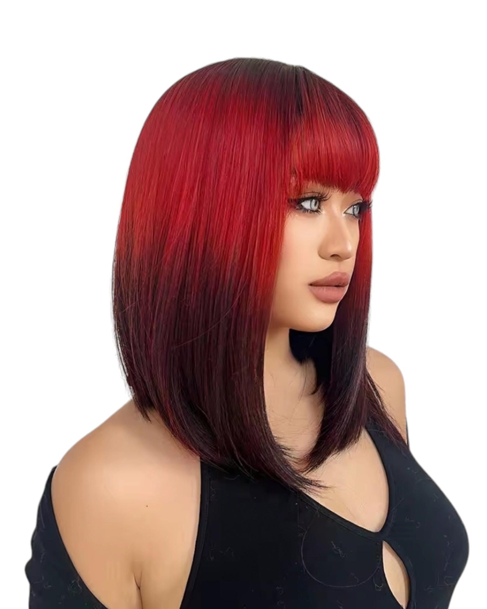 Red Black Ombre Bob Wig. Kaz