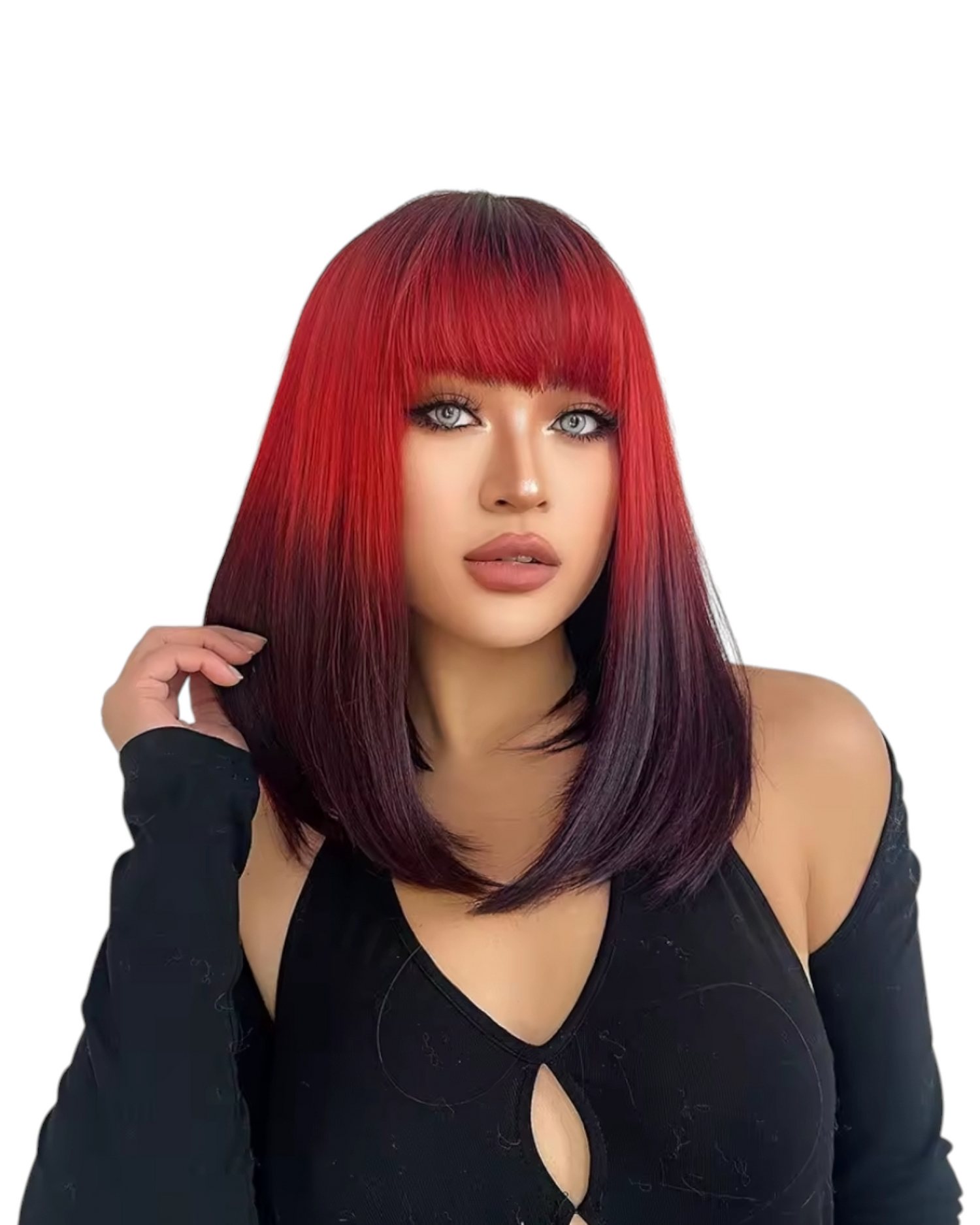 Red Black Ombre Bob Wig. Kaz