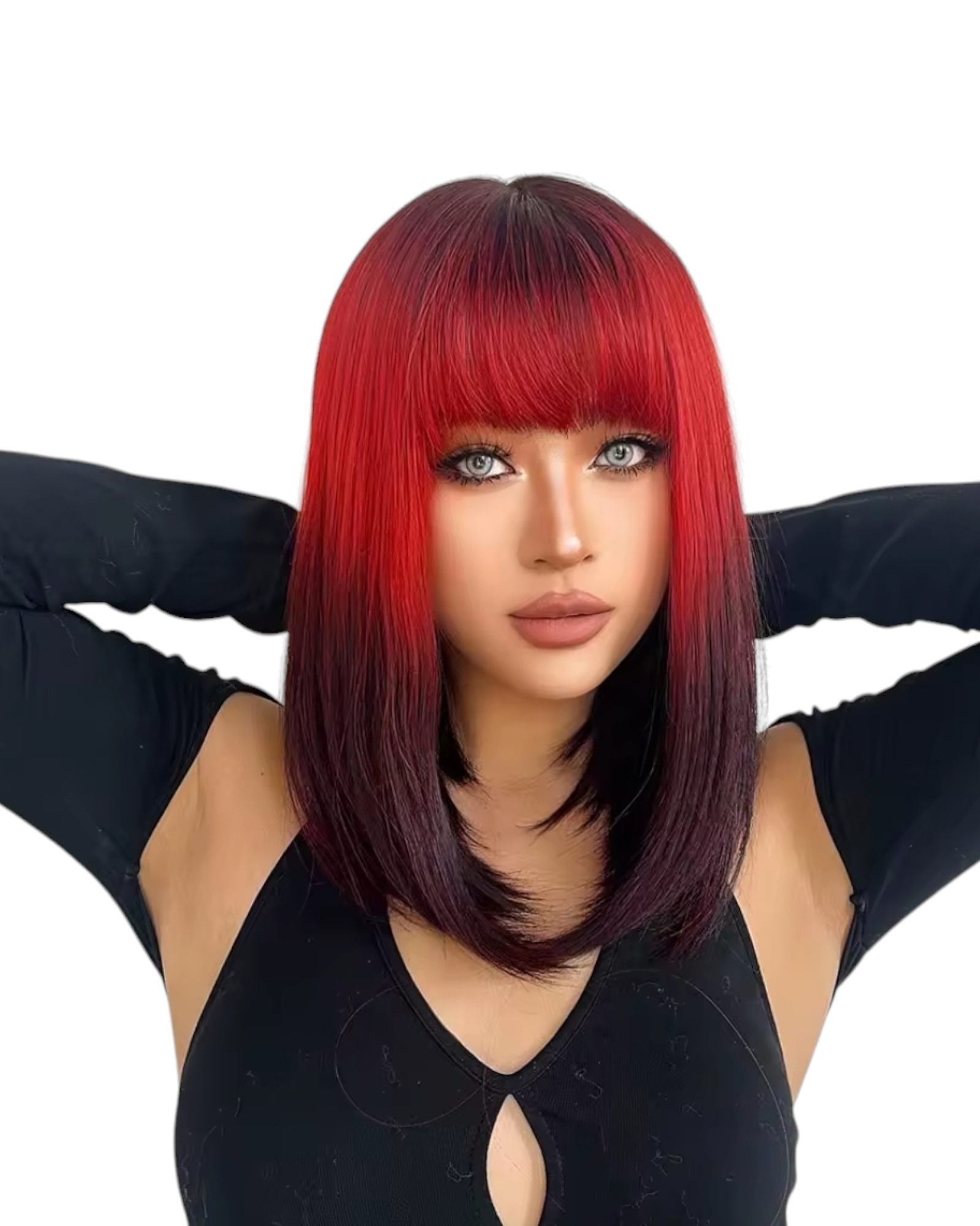 Red Black Ombre Bob Wig. Kaz