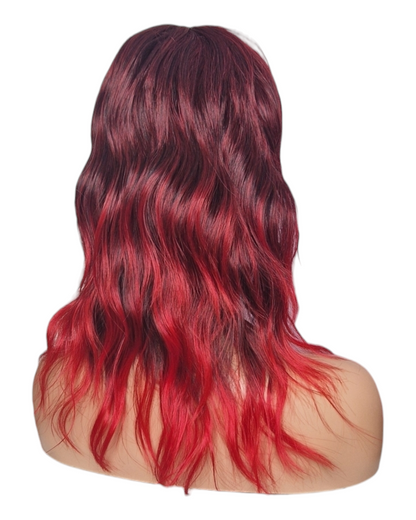 Red Ombre Mullet Rock Chick Wig. Miley.