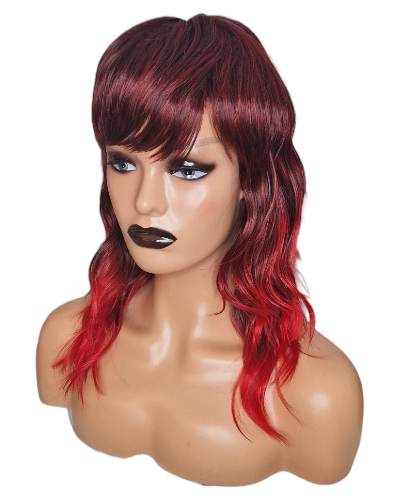 Red Ombre Mullet Rock Chick Wig. Miley.