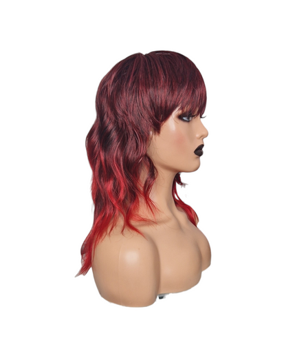 Red Ombre Mullet Rock Chick Wig. Miley.