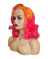 Neon Pink & Orange Marilyn Style Lace Front Wig. Vera-CelebWigs