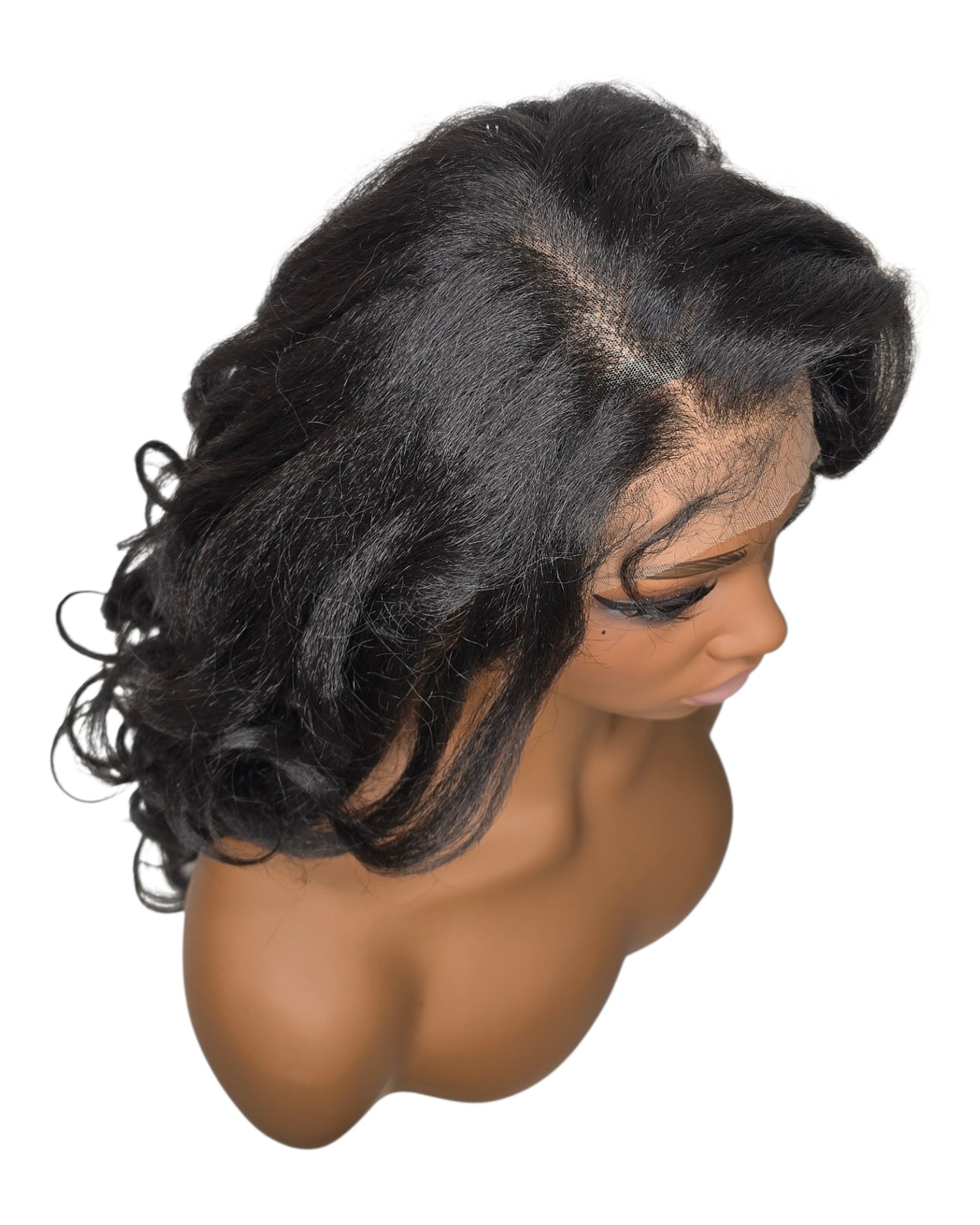 Black Curly Lace Front Wig. Bisha
