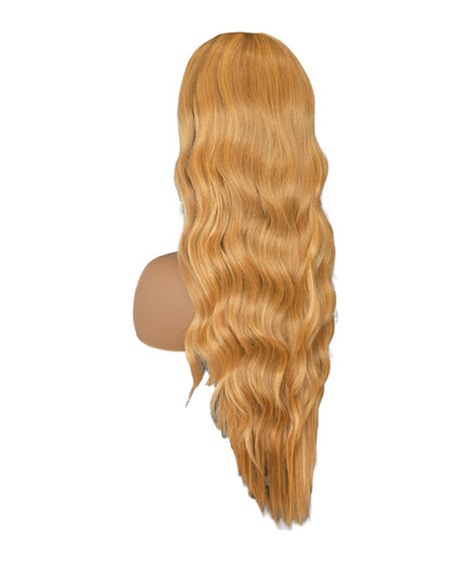 Apricot Wavy Long Middle Part Lace Front Wig. Badra.