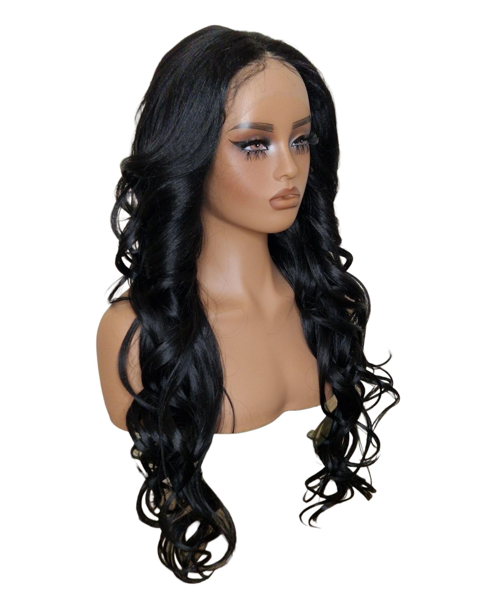 Black Long Wavy Lace Front Wig. Echo